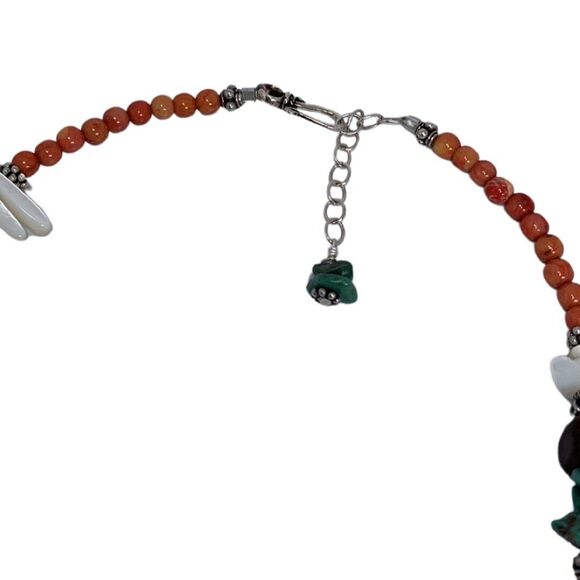 925 Sterling Silver Turquoise Necklace 18.5"   Beaded Coral Accents - Picture 10 of 14